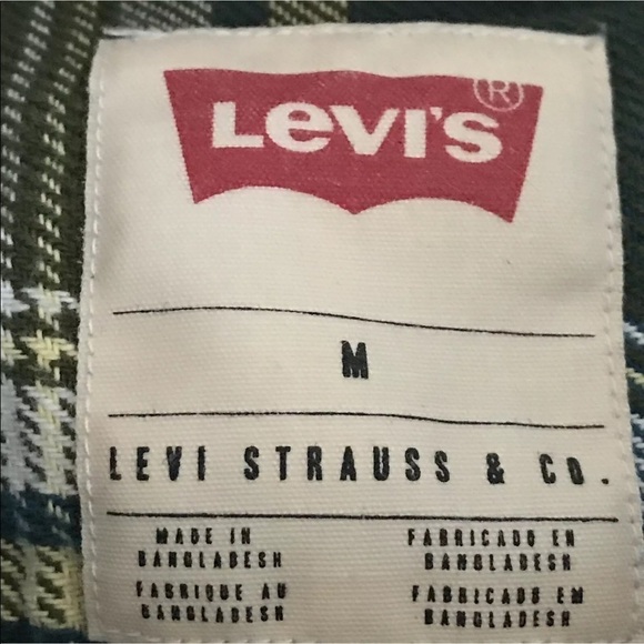 Levis Plaid Flannel LS Button Front Shirt Medium - Picture 7 of 8